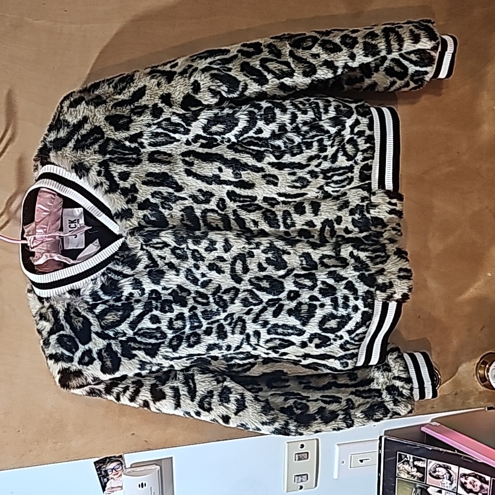 Jack by BB Dakota Leopard Faux Fur Bomber Jacket